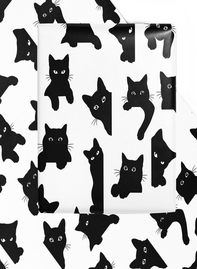 WRAPAHOLIC Cat Wrapping Paper Sheet - 6 Sheets Black Cat Design Folded Flat for Birthday, Baby Shower, Party, Holiday - 19.7 Inch X 27.5 Inch Per Sheet - Image 1